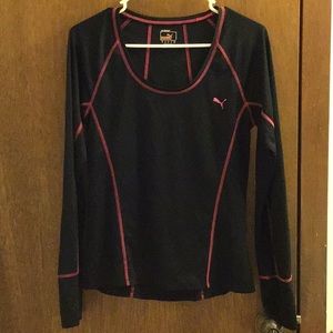 Puma Black and Pink Athletic Long Sleeve